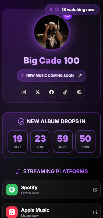 Big Cade 100 artist page